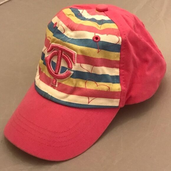 Fan Favorite Kid's Minnesota Twins MLB Pink Striped Baseball Hat - Picture 6 of 13